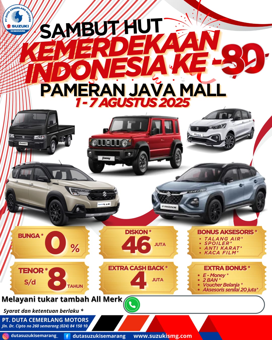 Kunjungi Pameran SUZUKI Duta Cemerlang Motors di Java Mall 1 - 7 Agustus 2025